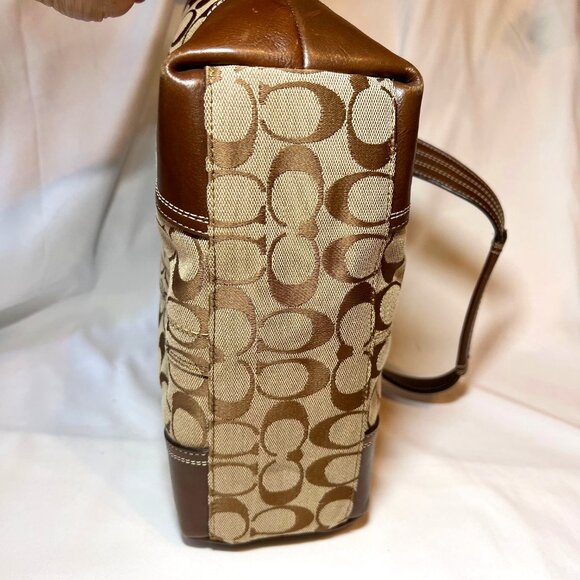 Coach Jacquard/Leather Hampton Collect. Vintage-Turnlock-Brown/Tan Textile Signa - Picture 11 of 16